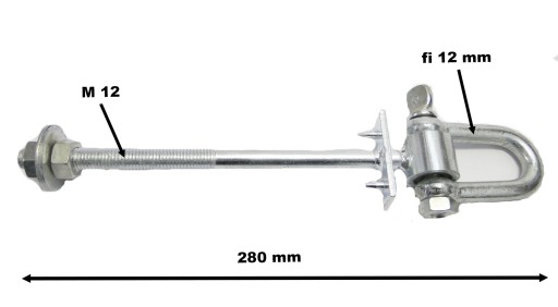 КРЮК ДЛЯ КРЕПЛЕНИЯ КАЧЕЛЕЙ С ШАКЕЛЕМ M12x270 + ШТИФТЫ 12