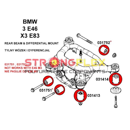 ВТУЛКА ОСЬ ВТУЛКА РАЗЛИЧНАЯ BMW E46 КОМПЛЕКТ