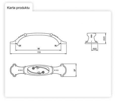 МЕБЕЛЬНАЯ РУЧКА РЕТРО - UR049 OLD GOLD 96MM AMIX