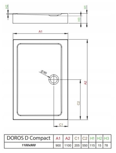 RADAWAY DOROS D COMPACT ДУШЕВОЙ ПОДДОН 110x90см + СИФОН