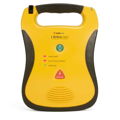 Дефибриллятор Defibtech LIFELINE AED с аккумулятором емкостью 7 литров.