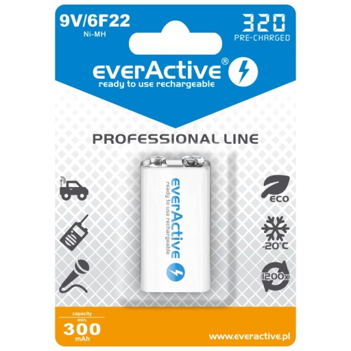 Аккумулятор EVERACTIVE 6F22 320 мАч (1 шт.)