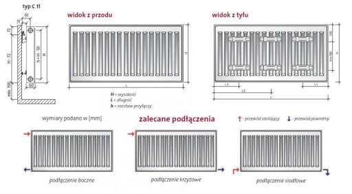 PURMO grzejnik płytowy C11 550x1000 modernizacyjny