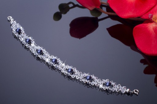 Свадебный комплект SWAROVSKI elements темно-синий белый экрю