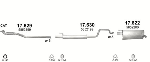 Средний глушитель Opel Meriva A объемом 1.4+1.6 03-10