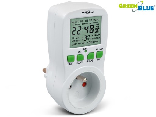 TIMER WYŁĄCZNIK WŁĄCZNIK PROGRAMATOR CZASOWY 3680W 16A LCD GreenBlue GB107