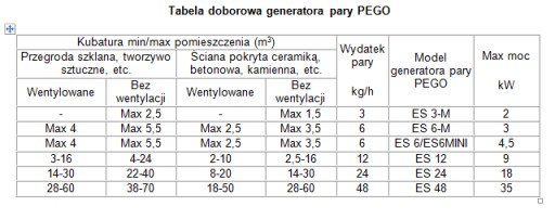 GENERATOR PARY PEGO typES6MINI SAUNA ŁAŹNIA PAROWA