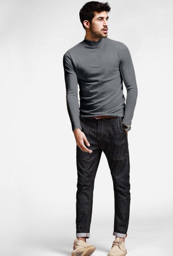 Elegancki półgolf sweter męski golf WXM 5XL stalow