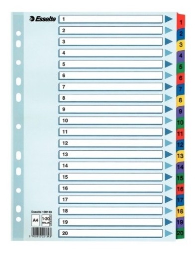 ESSELTE MYLAR A4 НОМЕРНЫЕ ВСТАВКИ 1–20