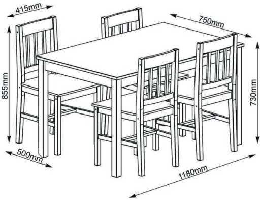 ОБЕДЕННЫЙ НАБОР СТОЛ + 4 СТУЛА ДЕРЕВЯННЫЙ СТУЛ