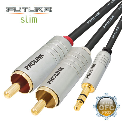 КАБЕЛЬ 2RCA mini JACK 3,5 PROLINK FUTURA SLIM 1,5м