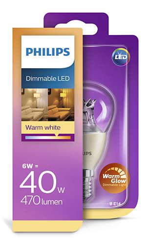 PHILIPS LED WARMGLOW 6W E14 ТЕПЛЫЙ БЕЛЫЙ 230В