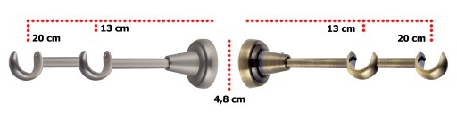 KARNISZ METALOWY Z1901 PODWÓJNY 19+19 mm / 340 cm