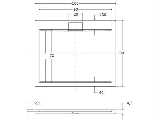 AXIM UltraSlim душевой поддон 100 x 90, белый + сифон