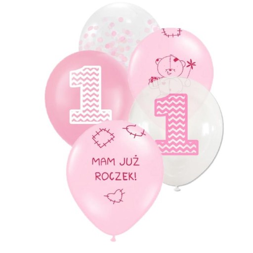 BALONY NA ROCZEK 1 URODZINY DLA DZIEWCZYNKI MIX2