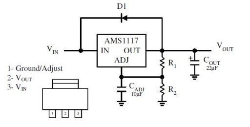 2x стабилизатор напряжения 1,2 В микросхема AMS AMS1117-1,2 В SOT-223 AMS1117-1,2