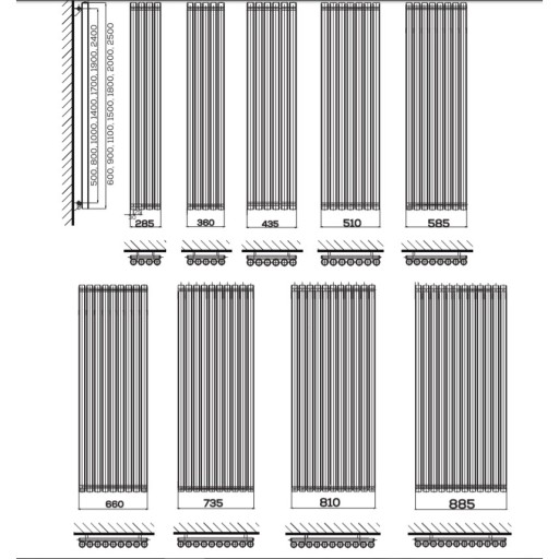 маленький комнатный радиатор Wulkan 90 x 13 белый и 7016