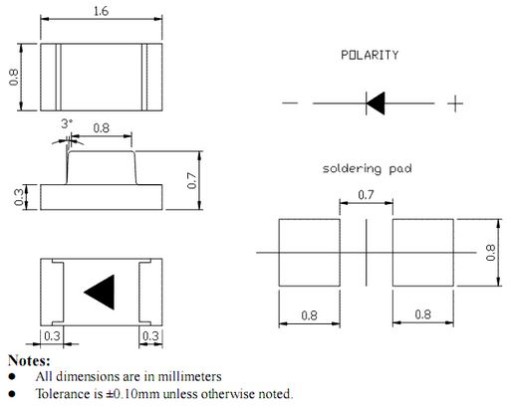 Светодиоды ART SMD 0603 Желтый/ЖЕЛТЫЙ Цена 10 шт.