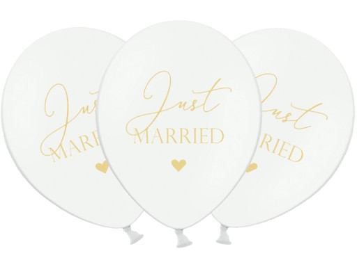 Белые свадебные шары JUST MARRIED -- 5 шт -- 30см