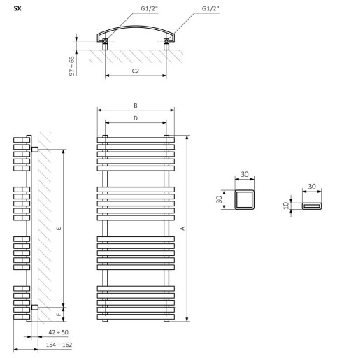 белый декоративный радиатор OTO 150 x 48 радиатор 780Вт