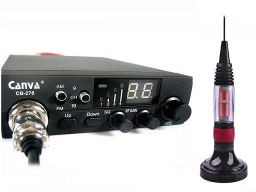 HIT! CB RADIO CANVA 278 ASQ + ANTENA SZKLANA CEWKA