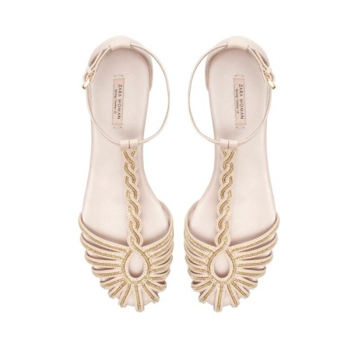 ZARA PUDROWY ROZ SANDALKI ZLOTE NOWE 36 NUDE BEZ