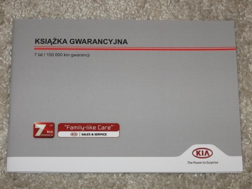 Książka gwarancyjna serwisowa polska KIA