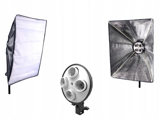 LAMPA światła CIĄGŁEGO na 4 ŻARÓWKI +SOFTBOX 50x70