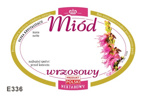 Etykiety na Miód Wrzosowy (100szt) - wzór E336