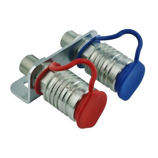 2x SZYBKOZŁĄCZE HYDRAULICZNE GNIAZDO 22 + WSPORNIK