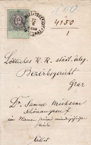 Revenue - na dokumencie wystawionym w GRAZ 1880 r