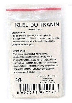 KLEJ do TKANIN ŁAT PODKLEJANIA Żelazkiem w PROSZKU