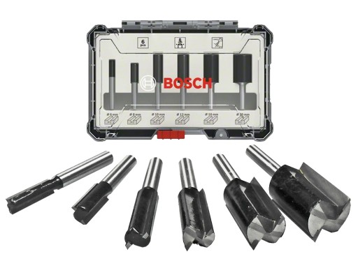 BOSCH zestaw frezy wiertła drewno 6sztuk 8mm