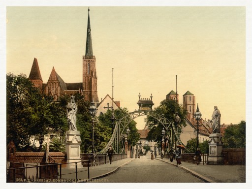 WROCŁAW Most Tumski Kościół św. Krzyża 1890 r.