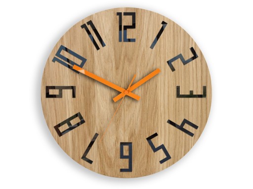 ZEGAR Drewniany Dąb Slim_Wood_Orange ModernClock