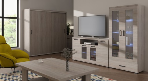 Zestaw mebli salonowych pokojowych witryna szafa