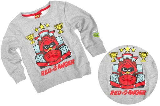 Szara Siwa Bluzka Bluza Angry Birds ocieplana 110