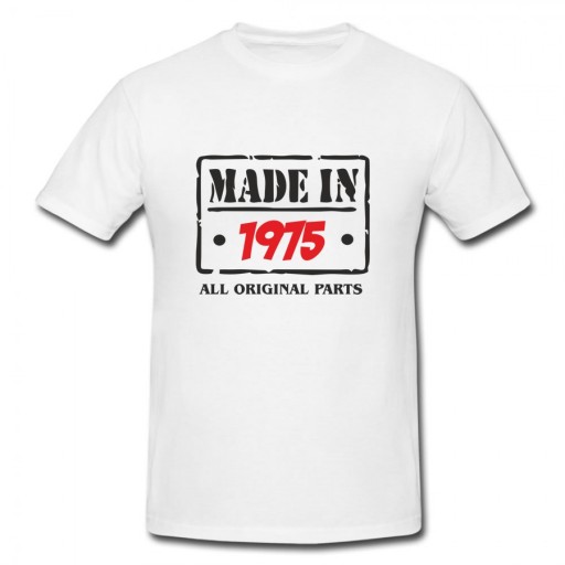 Koszulka na urodziny męska biała MADE IN 1975