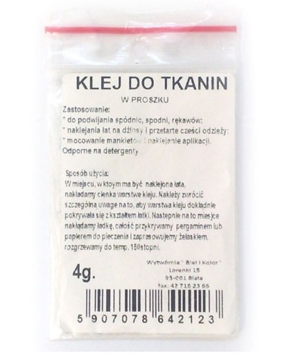 Klej do tkanin w proszku Bielikolor 4 g