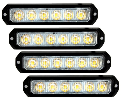 4x LAMPA OSTRZEGAWCZA 6 LED STROBOSKOP 12/24V CE