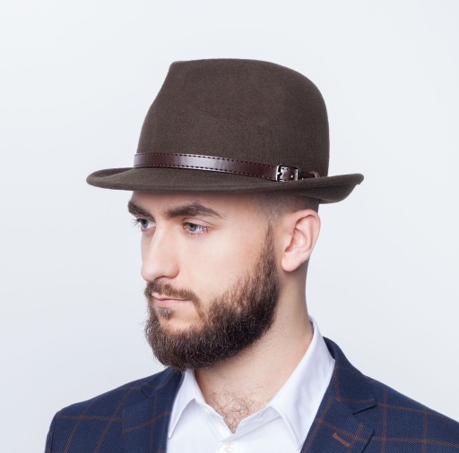 Kapelusz męski fedora RICHARD 100% wełna r 56 brąz