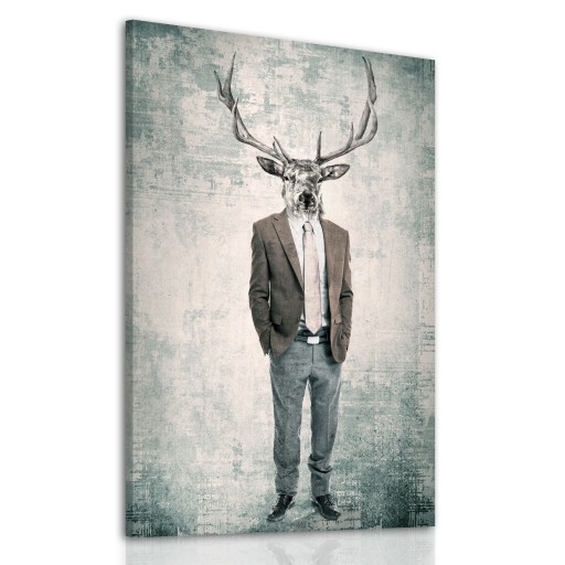 02280 Obraz na płótnie JELEŃ W GARNITURZE 80x120cm