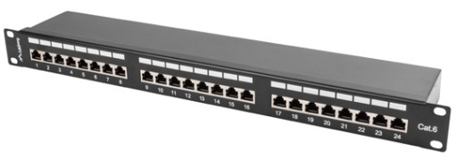 PATCH PANEL 24 PORT 1U KAT.6 FTP CZARNY LANBERG