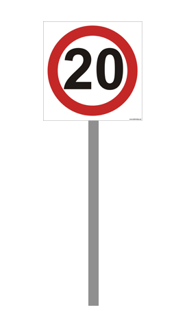 ZNAK 20 km/h OGRANICZENIE PRĘDKOŚCI STELAŻ 30x30 c