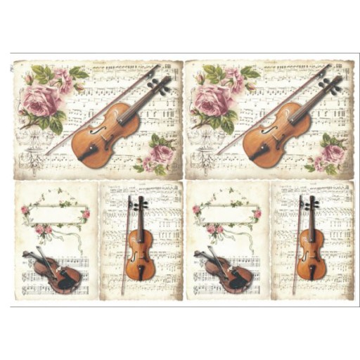 Papier do decoupage KLASYCZNY A4 D0423M - skrzypce