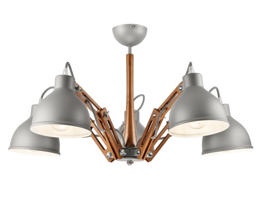 5 SREBRNA LAMPA PAJĄK DREWNO CALVADOS LOFT SKANDI