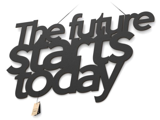 Drewniany Napis na ścianę The future starts today