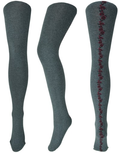 CALZEDONIA rajstopy szare bawełna kwiaty 1/2 S/M