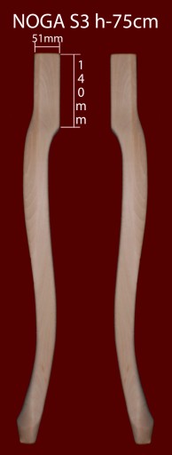 Drewniana noga do konsoli, stołu, Ludwik XV, 75cm