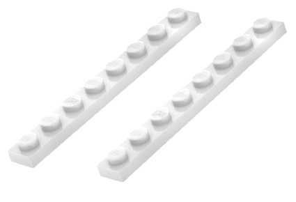 LEGO 346001 3460 płytka 1x8 biały z WeDO 9580 2szt